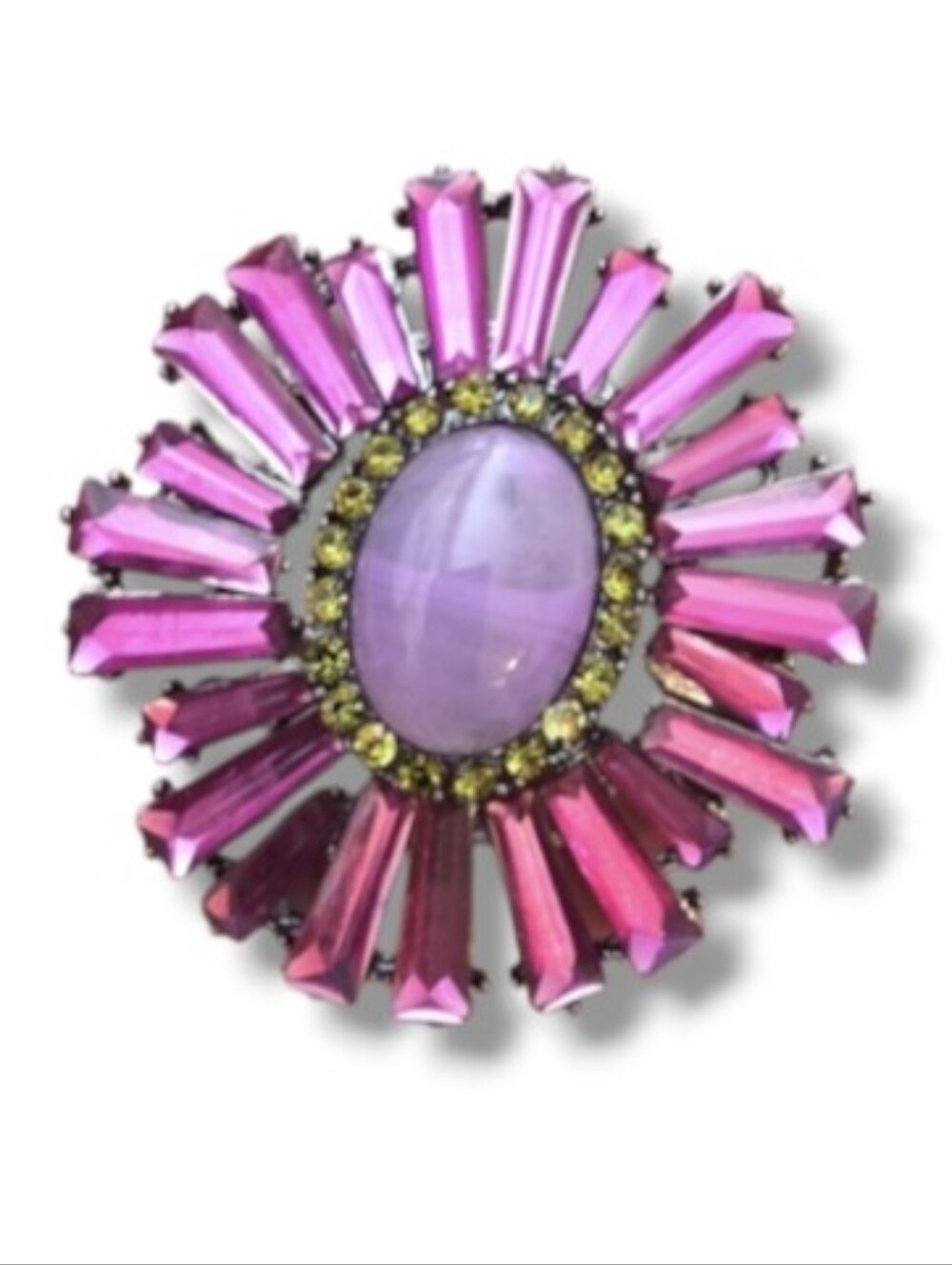 New! Vintage Style Purple Art Deco Brooch With Green Accents • NWOT